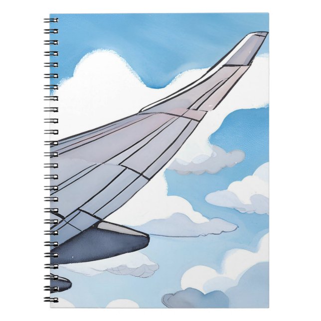 Cuaderno Asiento de Ventanilla | Ala de Avión Cielo Acuarel (Frente)