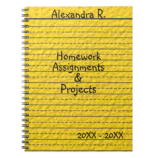Cuaderno Asignaciones alineadas amarillo de la preparación (Frente)