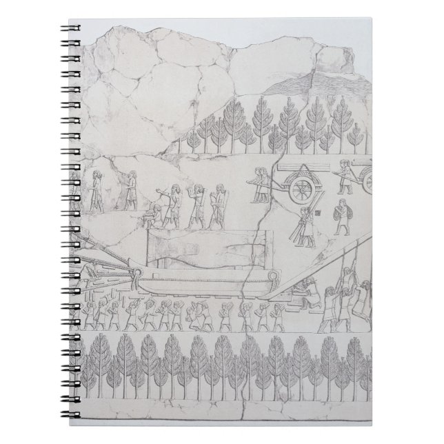 Cuaderno Asirios que mueven una Bull coa alas en un trineo, (Frente)