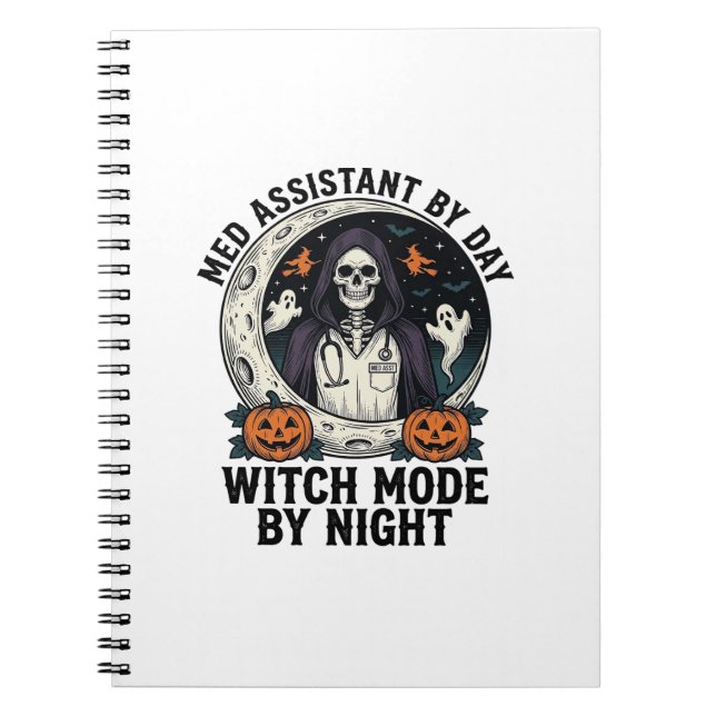 Cuaderno Asistente Médico Bruja de Halloween Grabado Antigu (Frente)