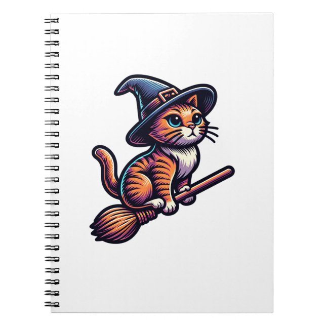 Cuaderno Asistente para gatos Halloween Bruja Mystical Cat  (Frente)