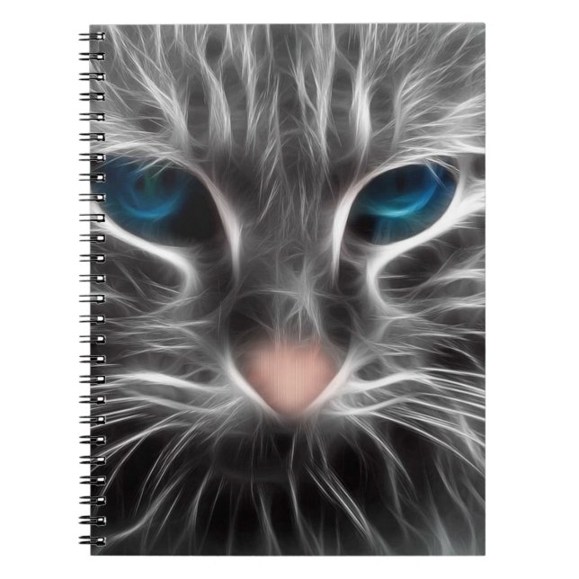Cuaderno Asombrosa cara de gato de ojos azules (Frente)