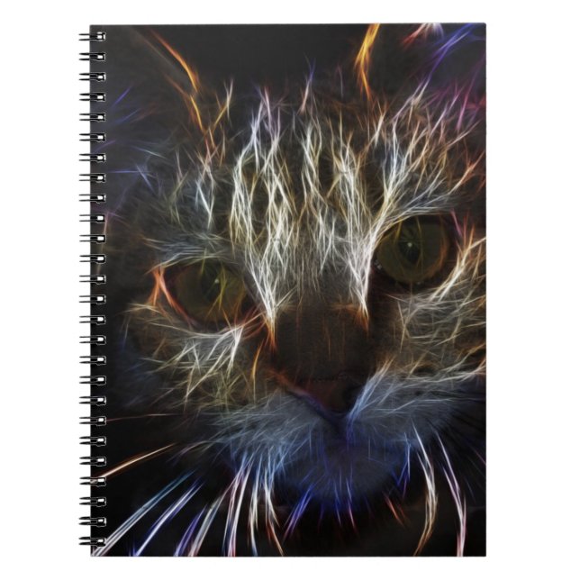 Cuaderno Asombroso arte facial de gato, hecho de luz - góti (Frente)