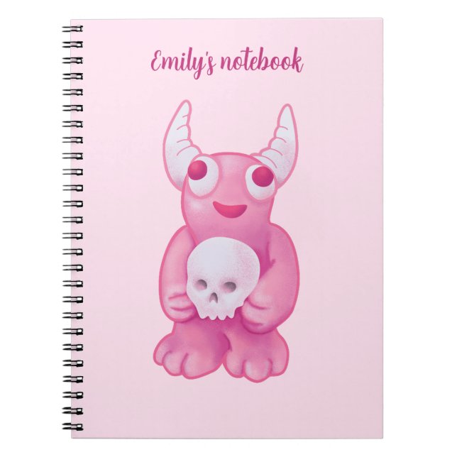 Cuaderno Asombroso Chica de Gótico de Demon Pink Skull Past (Frente)