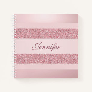 Cuaderno Aspecto Brillante Color Rosa Oro Escritura a Mano