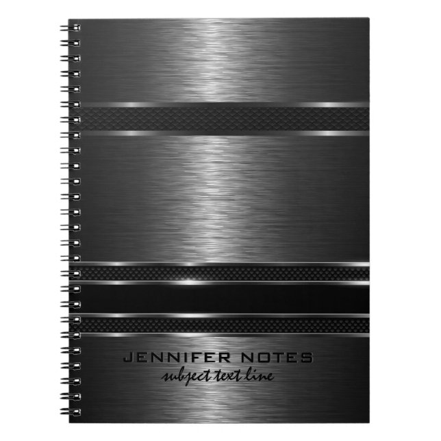 Cuaderno Aspecto de aluminio cepillado de metal gris oscuro (Frente)