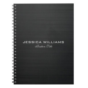 Cuaderno Aspecto de aluminio cepillado metálico simple negr