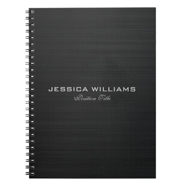 Cuaderno Aspecto de aluminio cepillado metálico simple negr (Frente)