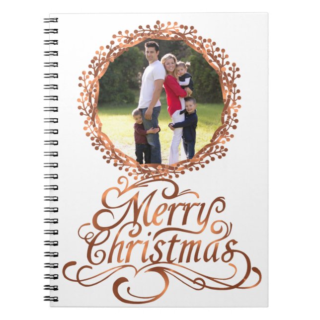 Cuaderno Aspecto de cobre Merry Christmas script & berry wr (Frente)