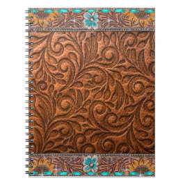 Cuaderno Aspecto De Cuero Con Acentos Turquesa