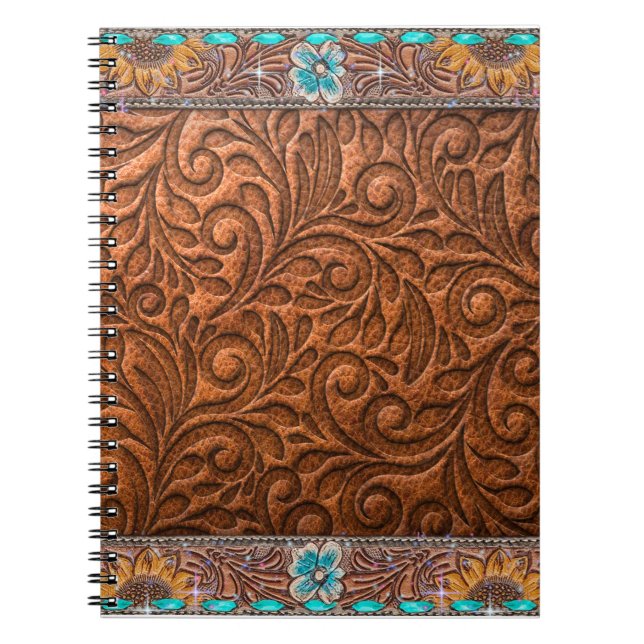 Cuaderno Aspecto De Cuero Con Acentos Turquesa (Frente)