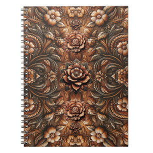 Cuaderno Aspecto de Cuero Falso Floral Vintage Repujado