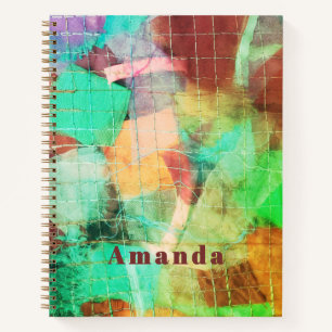 Cuaderno Aspecto de parches bohemio personalizado abstracto