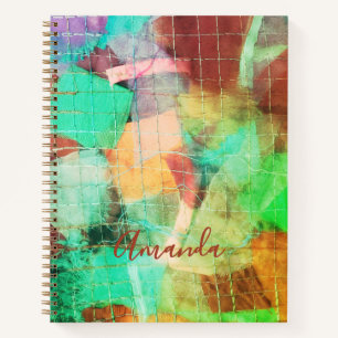 Cuaderno Aspecto de parches personalizados Boho Retro Verde