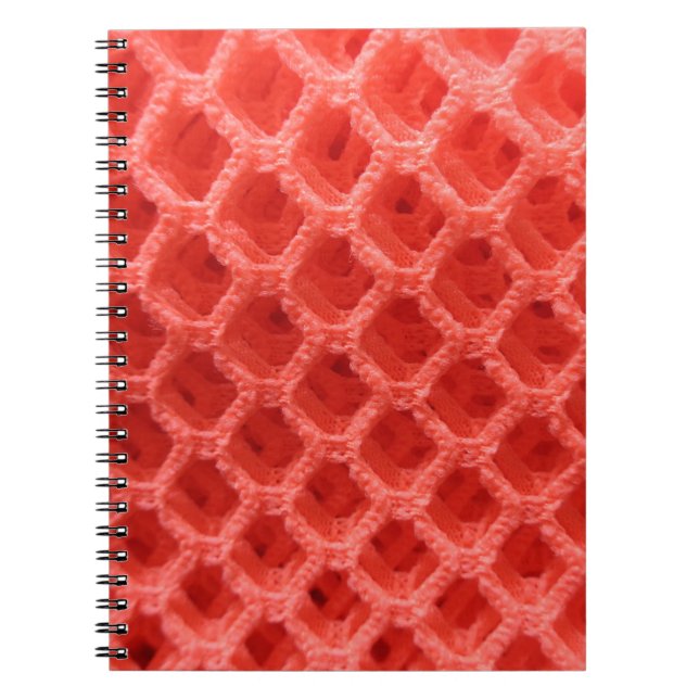 Cuaderno Aspecto de tejido crochet de color rojo (Frente)