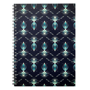 Cuaderno Aspecto elegante de gemas azules con luz brillante