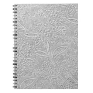 Cuaderno Aspecto floral gris embossado