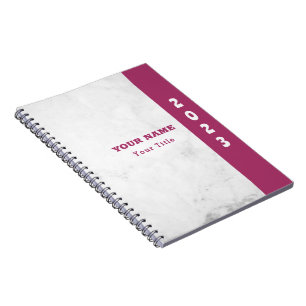 Cuaderno Aspecto moderno Nombre Personalizar Mármol Blanco