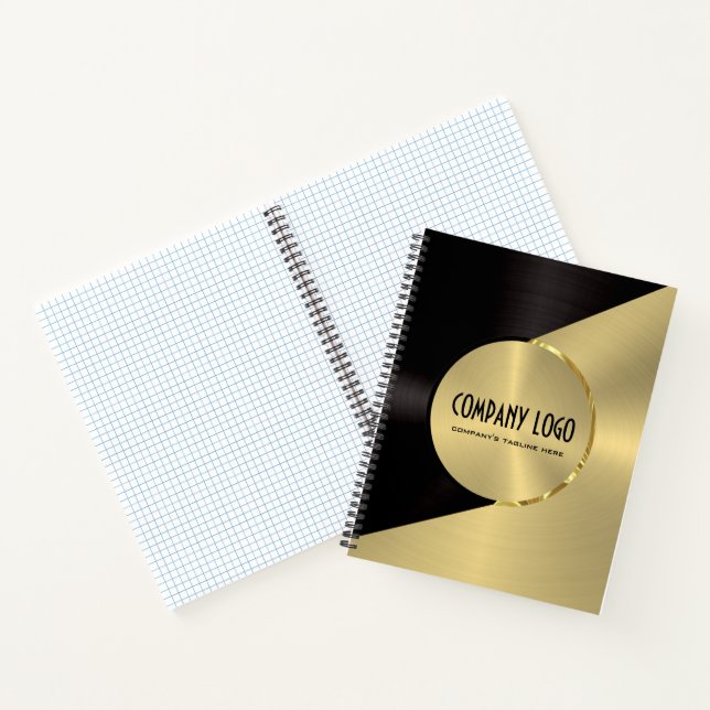 Cuaderno Aspecto negro y falso de acero inoxidable dorado (Interior)