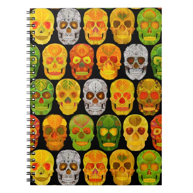 Cuaderno Aspen Leaf Skulls sin fisuras patrón 2018 (Frente)
