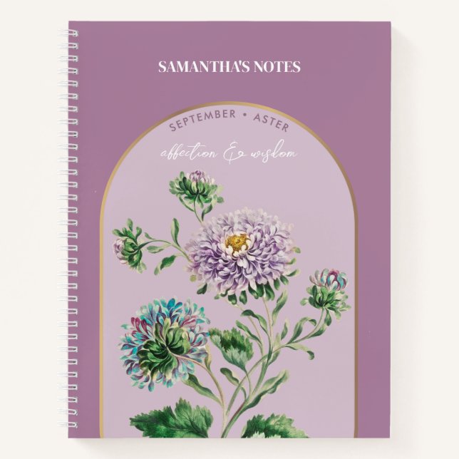 Cuaderno Aster de Setiembre de la Flor de Nacimiento Person (Anverso)