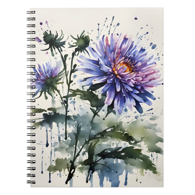 Cuaderno Aster - Flores de acuarela (Frente)
