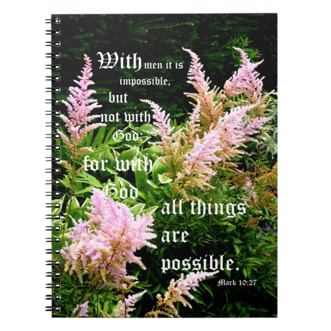 Cuaderno Astilbe con Mark 10:27 (Frente)