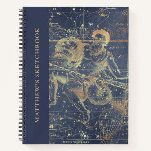 Cuaderno Astrología Aquarius Horoscope Sketchbook Con Nombr