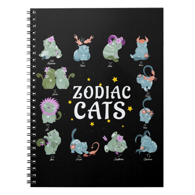 Cuaderno Astrología del Gato del Gato del Rótulo Zodiaco Cu (Frente)