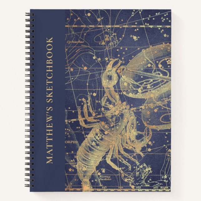 Cuaderno Astrología Esbozo Escorpio Horóscopo Con Nombre (Anverso)