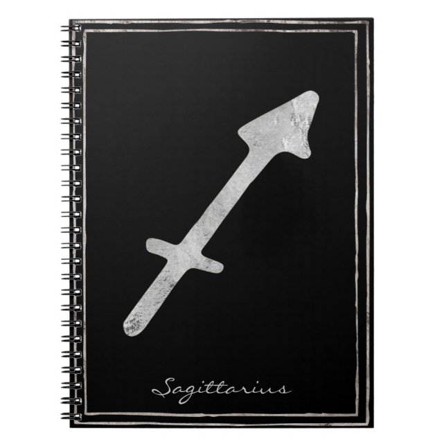 Cuaderno astrología estilizada de plata sagittarius hammere (Frente)