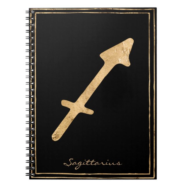 Cuaderno Astrología estilizada en oro de Sagittarius (Frente)