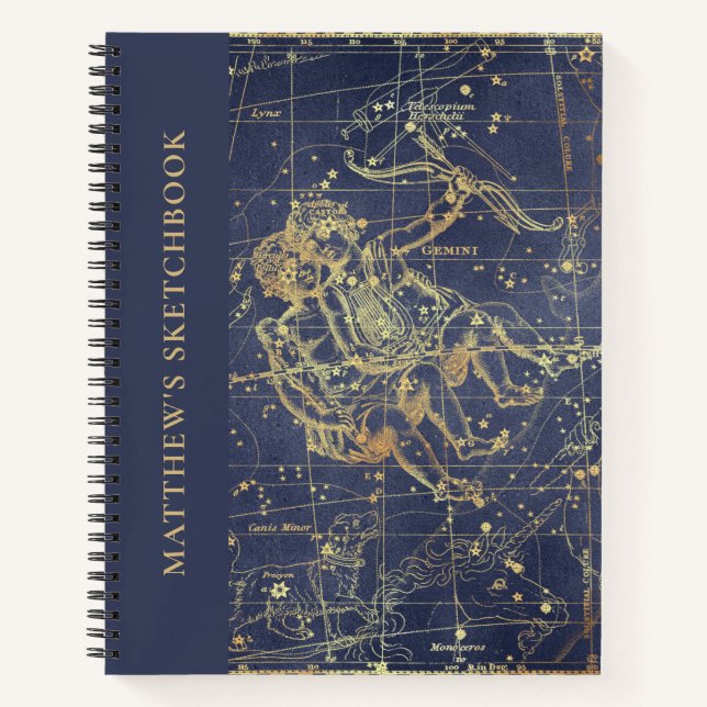 Cuaderno Astrología Gemini Horoscope Sketchbook con nombre (Anverso)