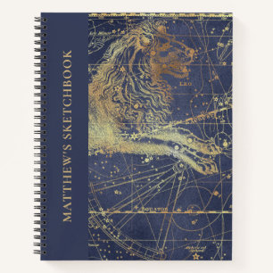 Cuaderno Astrología Leo Horoscope Sketchbook con nombre