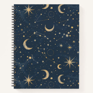 Cuaderno Astrología Luna Constelación Marfil Navy Vintage