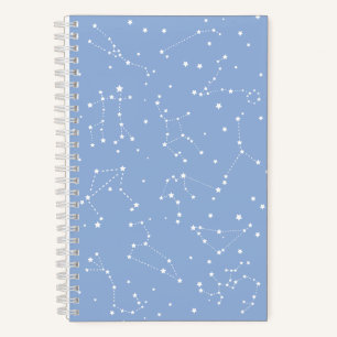 Cuaderno Astrología Pastel Azul Blanco Estrellas Constelaci