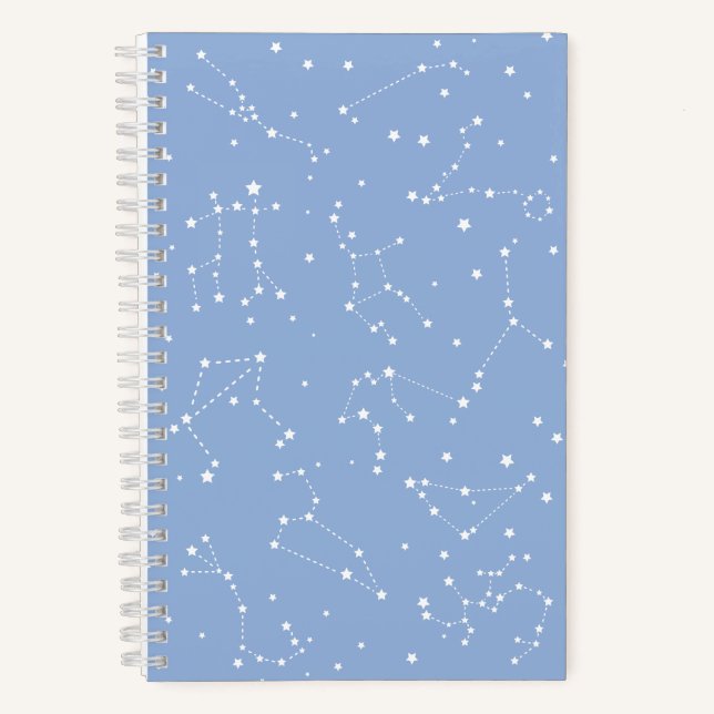 Cuaderno Astrología Pastel Azul Blanco Estrellas Constelaci (Anverso)