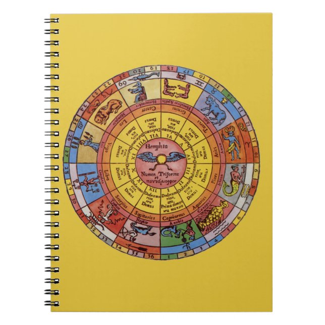 Cuaderno Astrología vintage, rueda zodiaca celeste antigua (Frente)