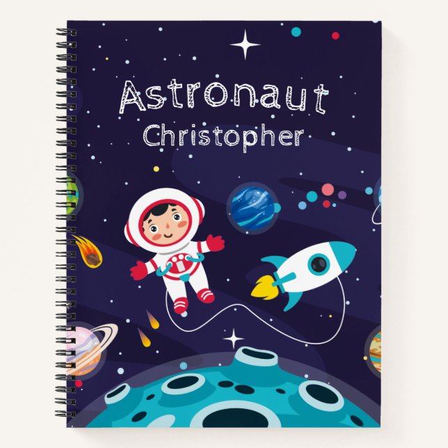 Cuaderno  Astronaut child on the moon, monogrammed name (Anverso)