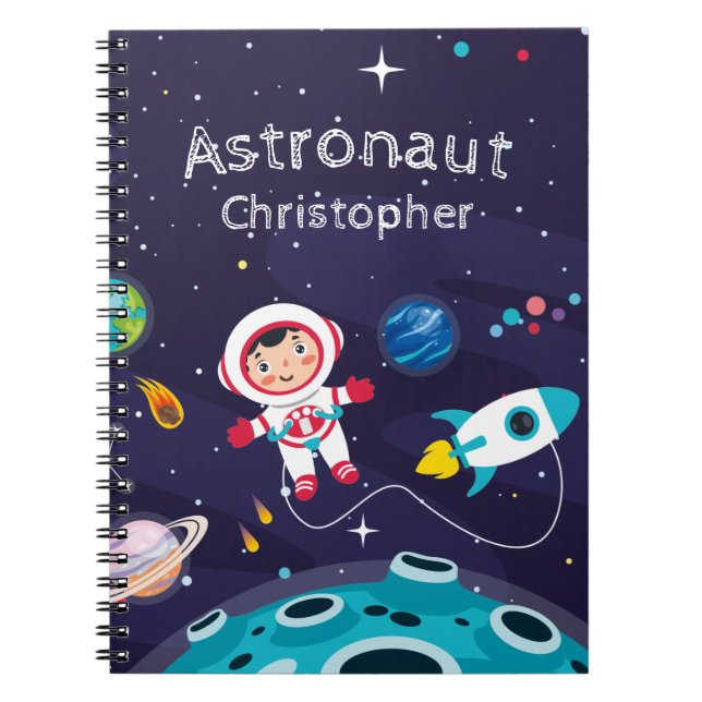 Cuaderno Astronaut child on the moon, monogrammed name (Frente)