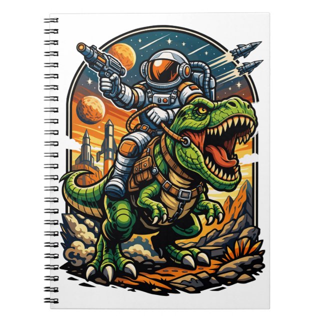 Cuaderno Astronaut Riding a T-Rex – Epic Space Dinosaur (Frente)