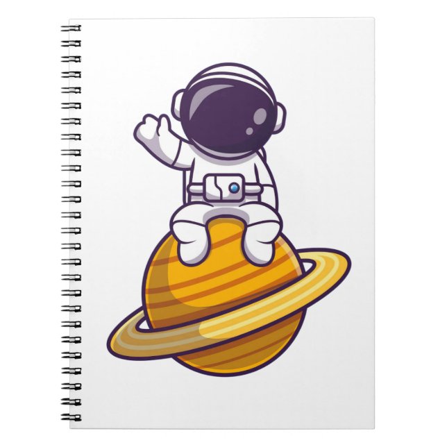 Cuaderno Astronauta amistosa saludando desde un planeta (Frente)