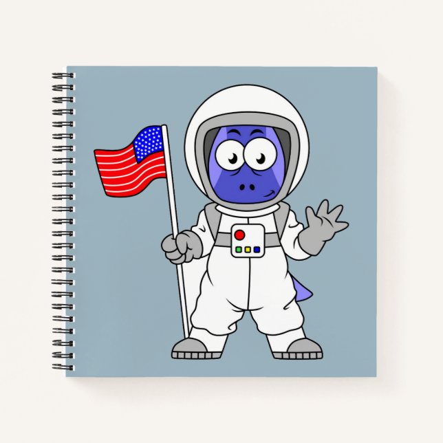 Cuaderno Astronauta de Parasaurolophus con bandera estadoun (Anverso)