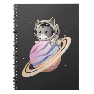 Cuaderno Astronauta del gato espacial con planeta Saturno