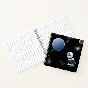 Cuaderno Astronauta del gato espacial volando