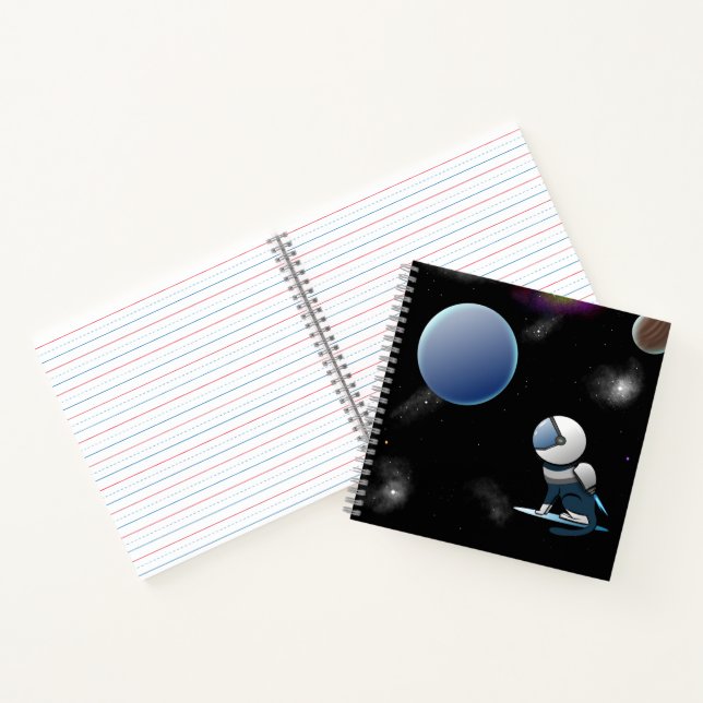Cuaderno Astronauta del gato espacial volando (Interior)