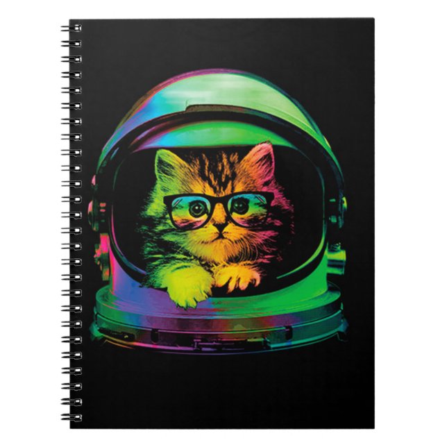 Cuaderno astronauta del gato hipster gracioso (Frente)