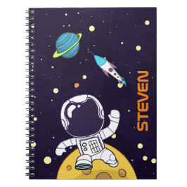 Cuaderno Astronauta espacial flota en el espacio ultraterre