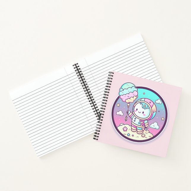 Cuaderno Astronauta lindo con baluón helado en la luna | (Interior)