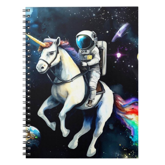 Cuaderno Astronauta montando Unicornio en el espacio - Cien (Frente)